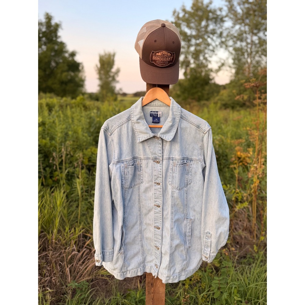 Venezia Jeans Light Wash Denim Jacket Womens 18/20 Oversized Cotton Trucker Coat